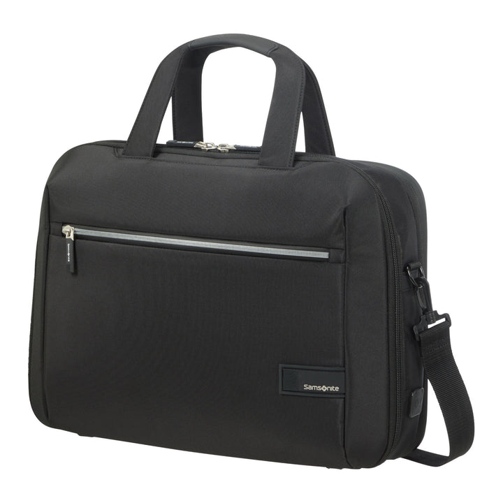 Samsonite Litepoint Bailhandle 15.6" laptop bag black with USB port and reflective zipper