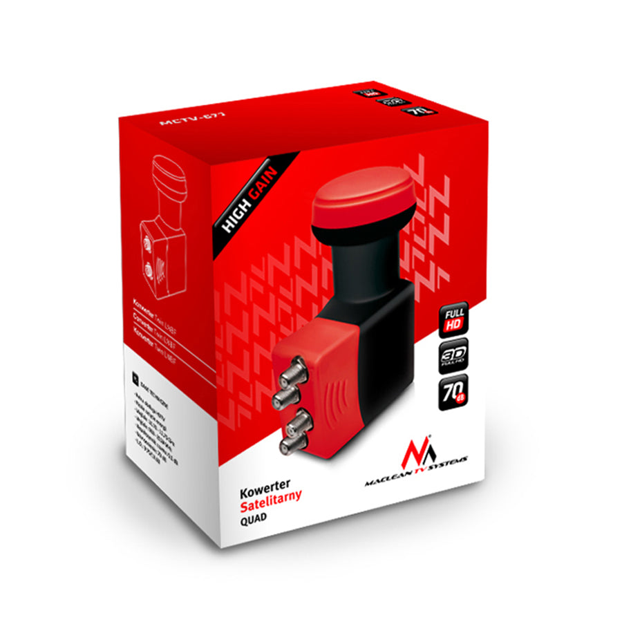 Ensemble satellite, parabole de 90 cm, support de 40 cm, convertisseur quadruple, câble de 100 m, fiches