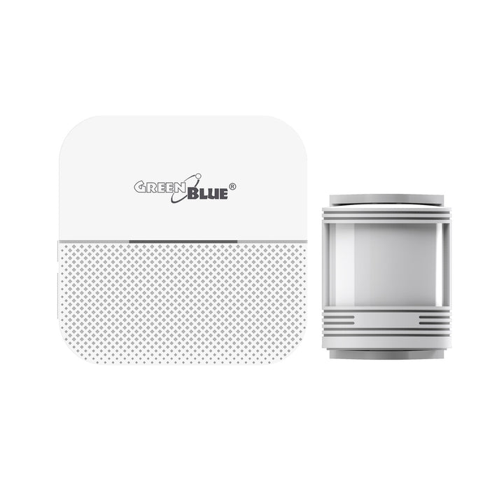 Sonnette sans fil GreenBlue, 2 détecteurs de mouvement, 52 mélodies, blanc, 230V AC, max 8 détecteurs, GB212