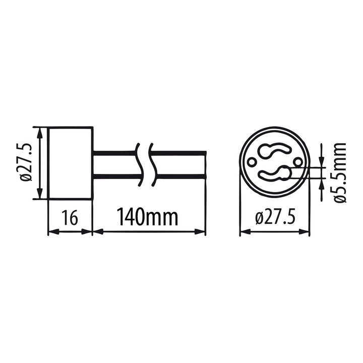10x Prise de connexion Maclean, Prise céramique GU10, 250V~, Courant nominal max. 2A, Longueur de câble 14cm, MCE428