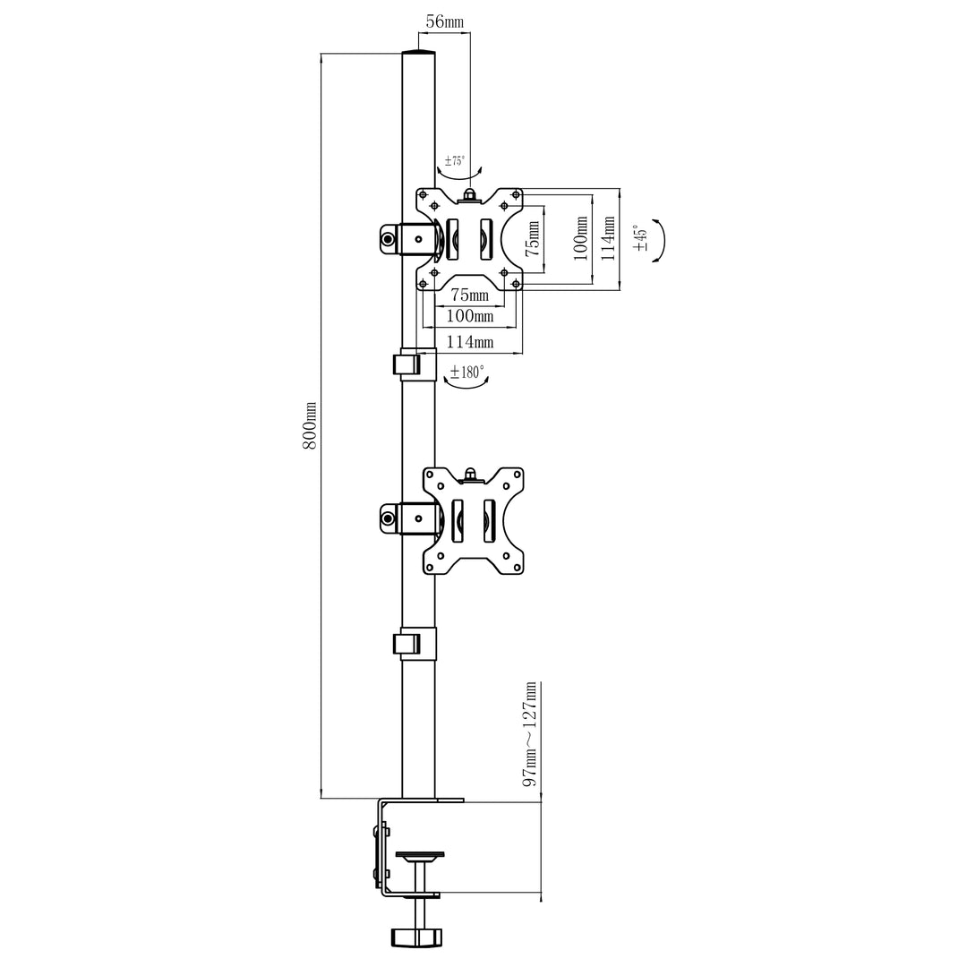 Maclean monitorbeugel, max VESA 100x100, 13-27", 9kg, MC-966