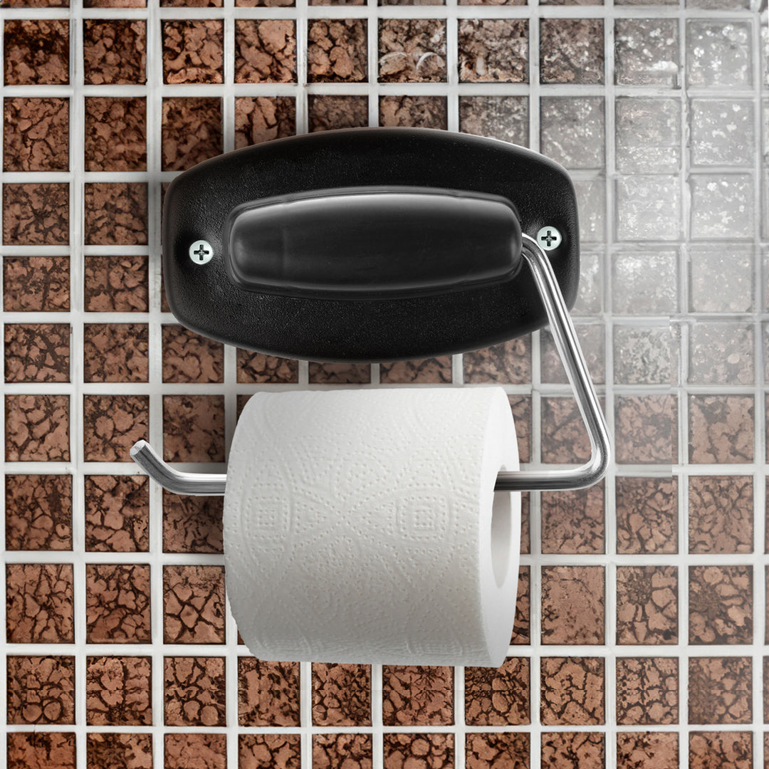 ABJ toiletrolhouder, voor de badkamer, wandmontage, kleur zwart