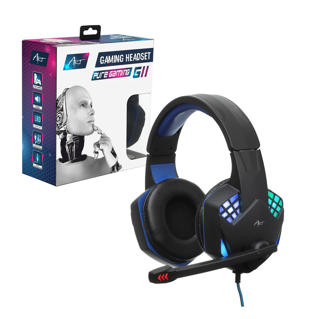 Casque gaming ART, avec microphone, rétro-éclairage LED, G11