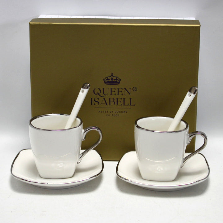 Service de tasses à expresso en porcelaine avec assiettes Queen Isabell W23SV06-06471