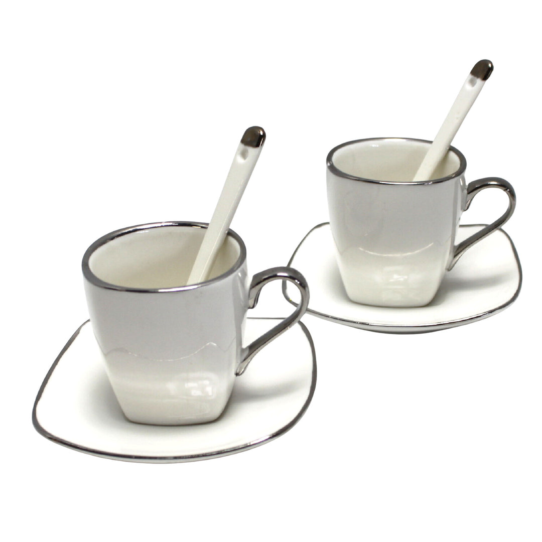 Service de tasses à expresso en porcelaine avec assiettes Queen Isabell W23SV06-06471