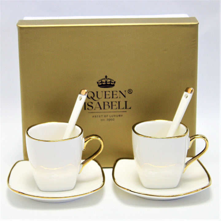 Queen Isabell W23GD06-06464 Porseleinen espressokopjesset met borden