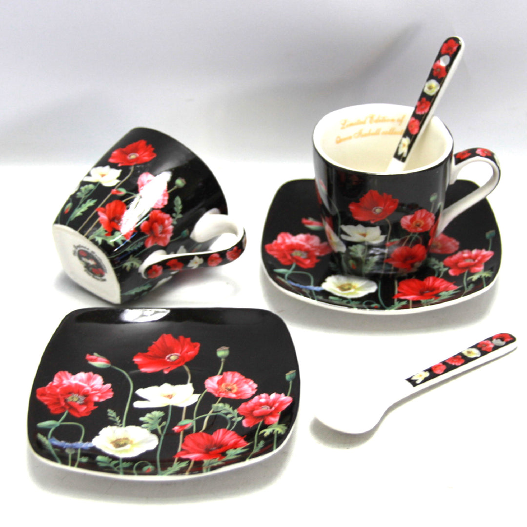 Service de tasses à expresso en porcelaine avec assiettes Queen Isabell W9PB06-09510