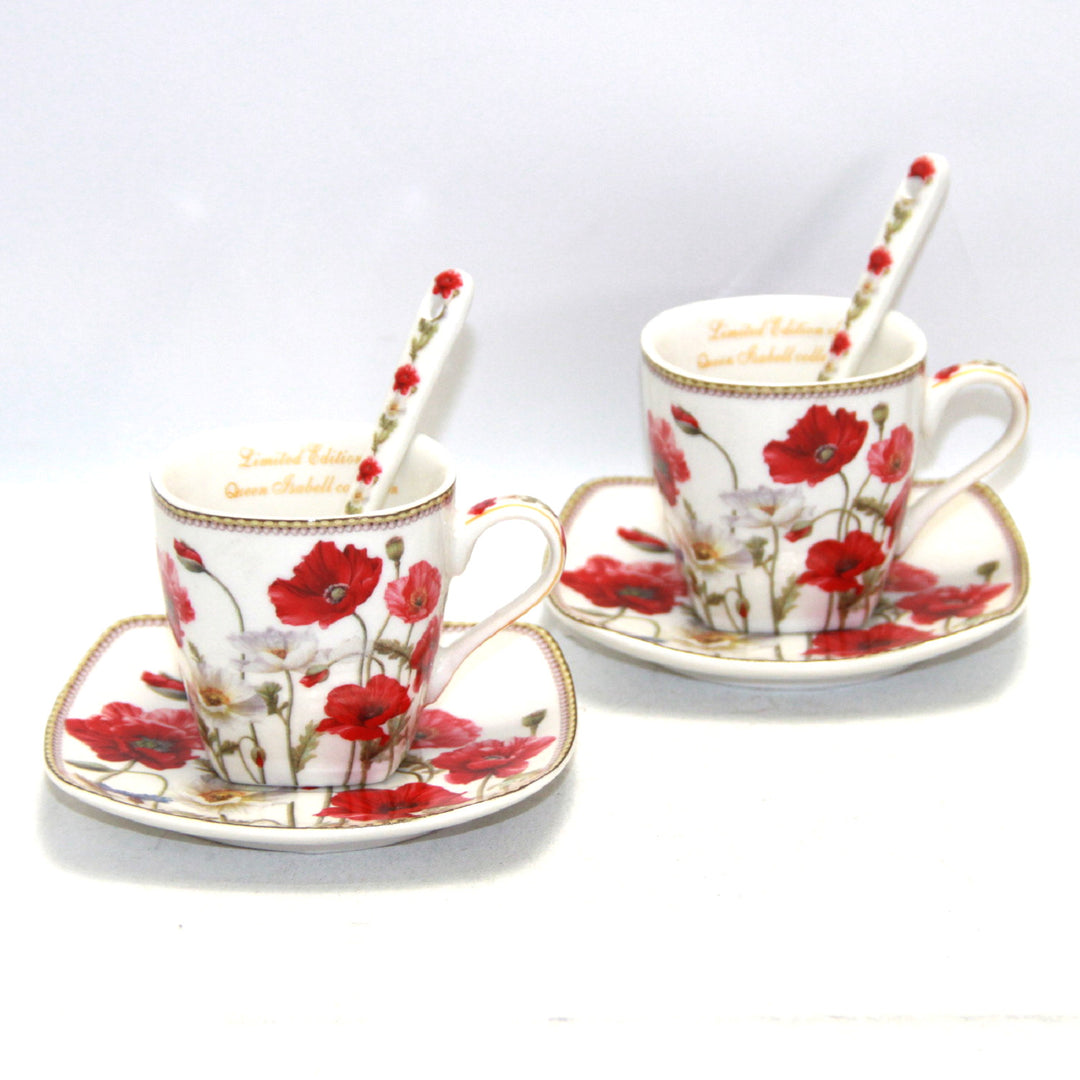 Service de tasses à expresso en porcelaine avec assiettes Queen Isabell W9PWH06-09596