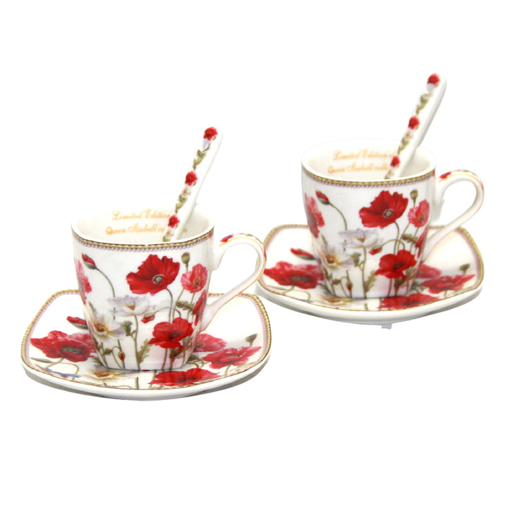 Service de tasses à expresso en porcelaine avec assiettes Queen Isabell W9PWH06-09596