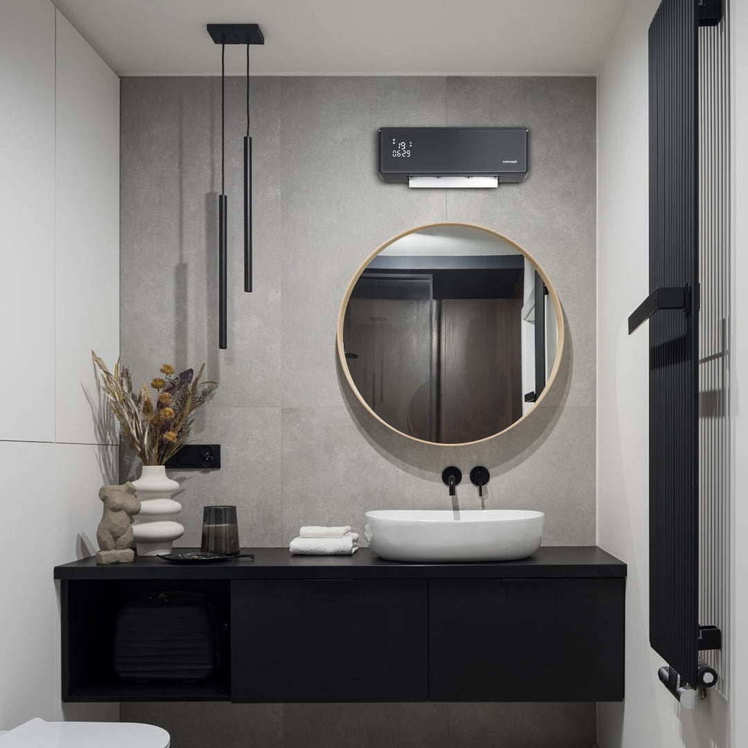 Concept keramische heater, wandmontage, LED-display, timer, grijs, QH4100