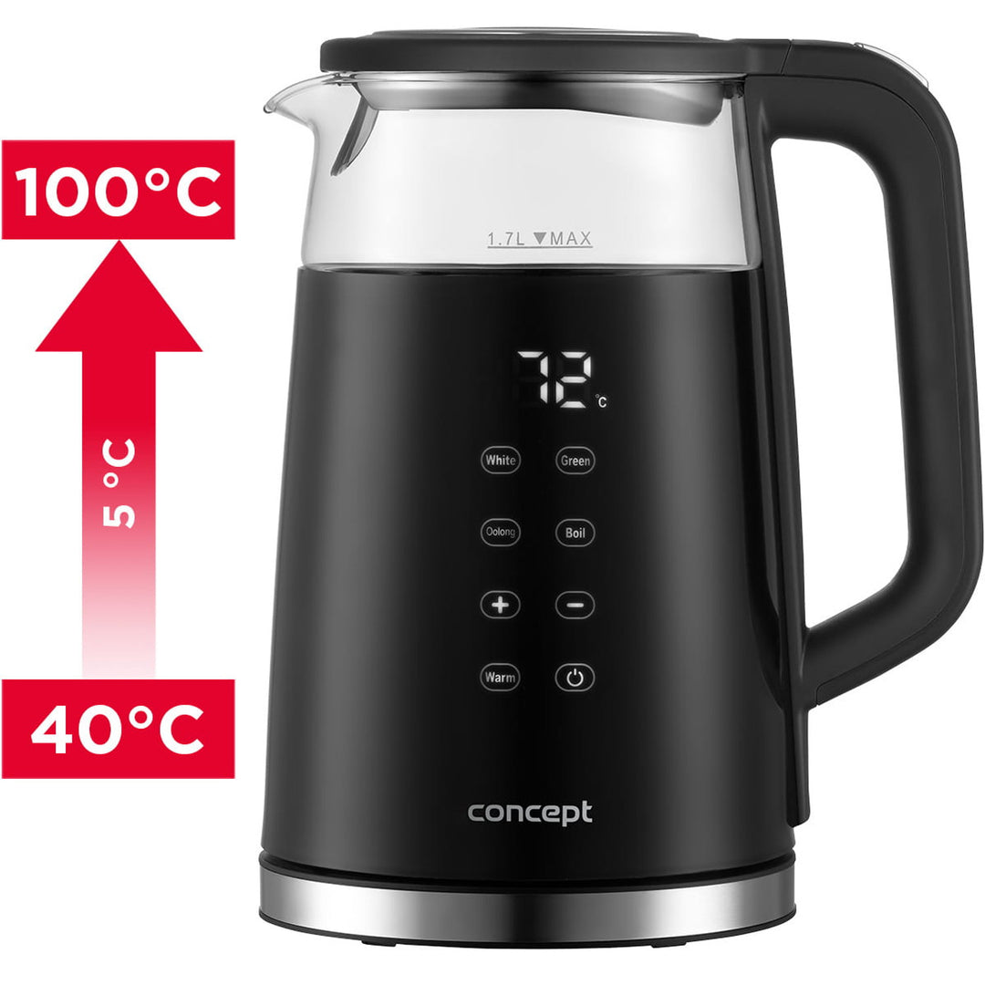 Concept RK4100 Bouilloire électrique en verre 1,7 l avec contrôle de la température