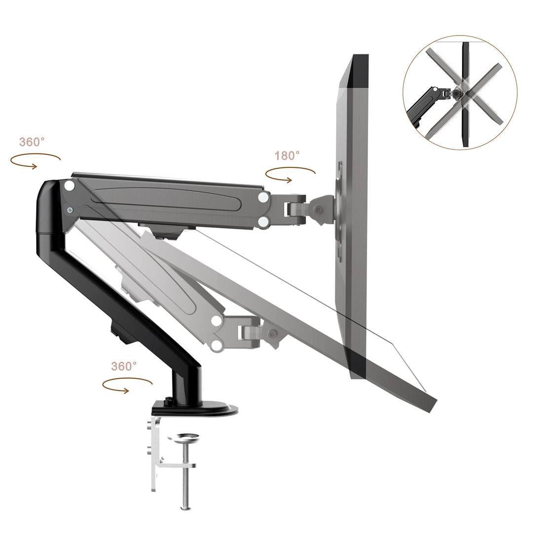 Maclean Monitorbeugel, Gasveer, 13"-27", 8 kg, Zwart, MC-860N