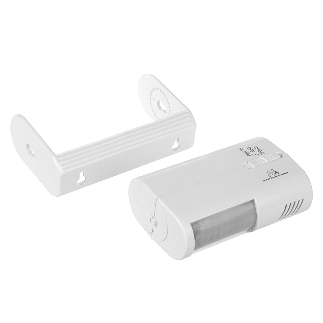 Dispositif de signalisation d'entrée sans fil Maclean, capteur PIR, portée 8m, alimenté par une batterie 9V DC, volume supérieur à 70dB, MCE311 W