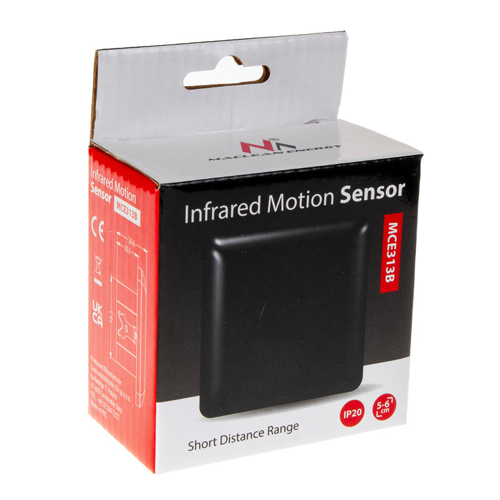 Maclean PIR-sensor met kort bereik, bereik 5-6 cm, inbouwbehuizing, max. belasting 1200 W, MCE313 B