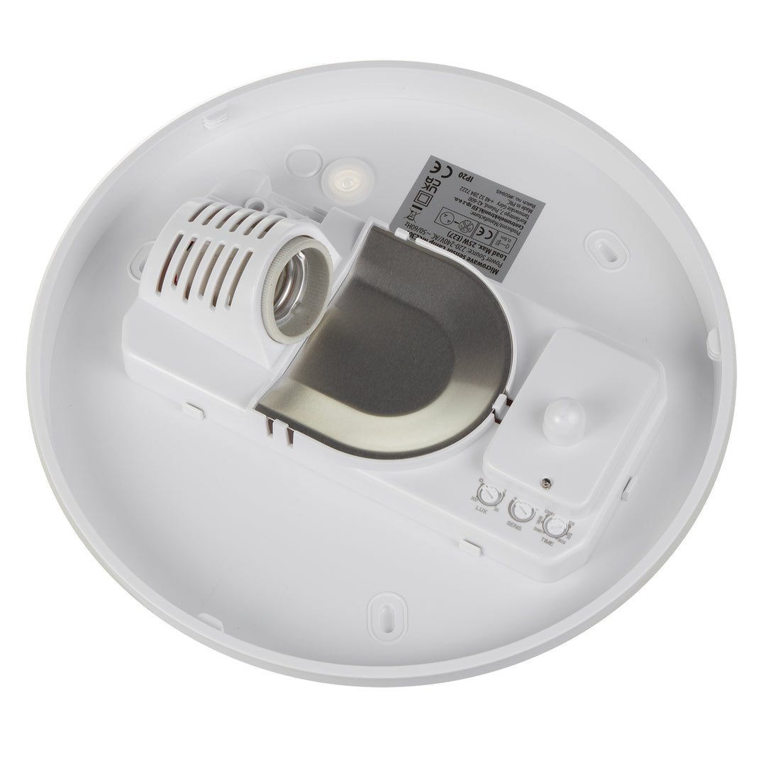 Maclean 1xE27 plafondlamp met sensor, microgolfsensor, diffuser van PMMA, max. belasting 25W, IP20, MCE309