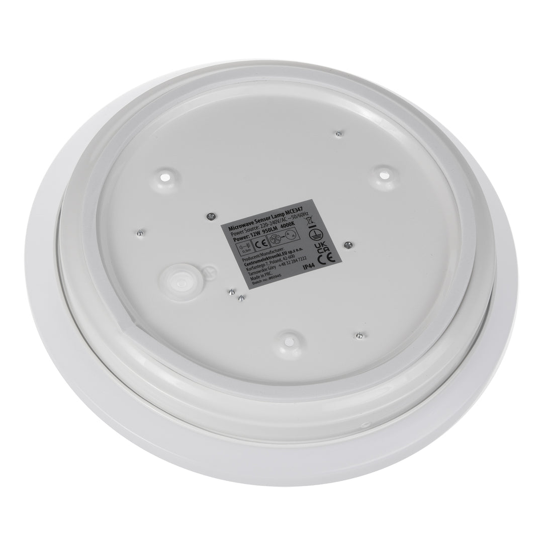 LED-detectorlamp voor Maclean-plafond, microgolfdetector 5,8GHz, 4000K, 12W, 950lm, IP44, MCE347