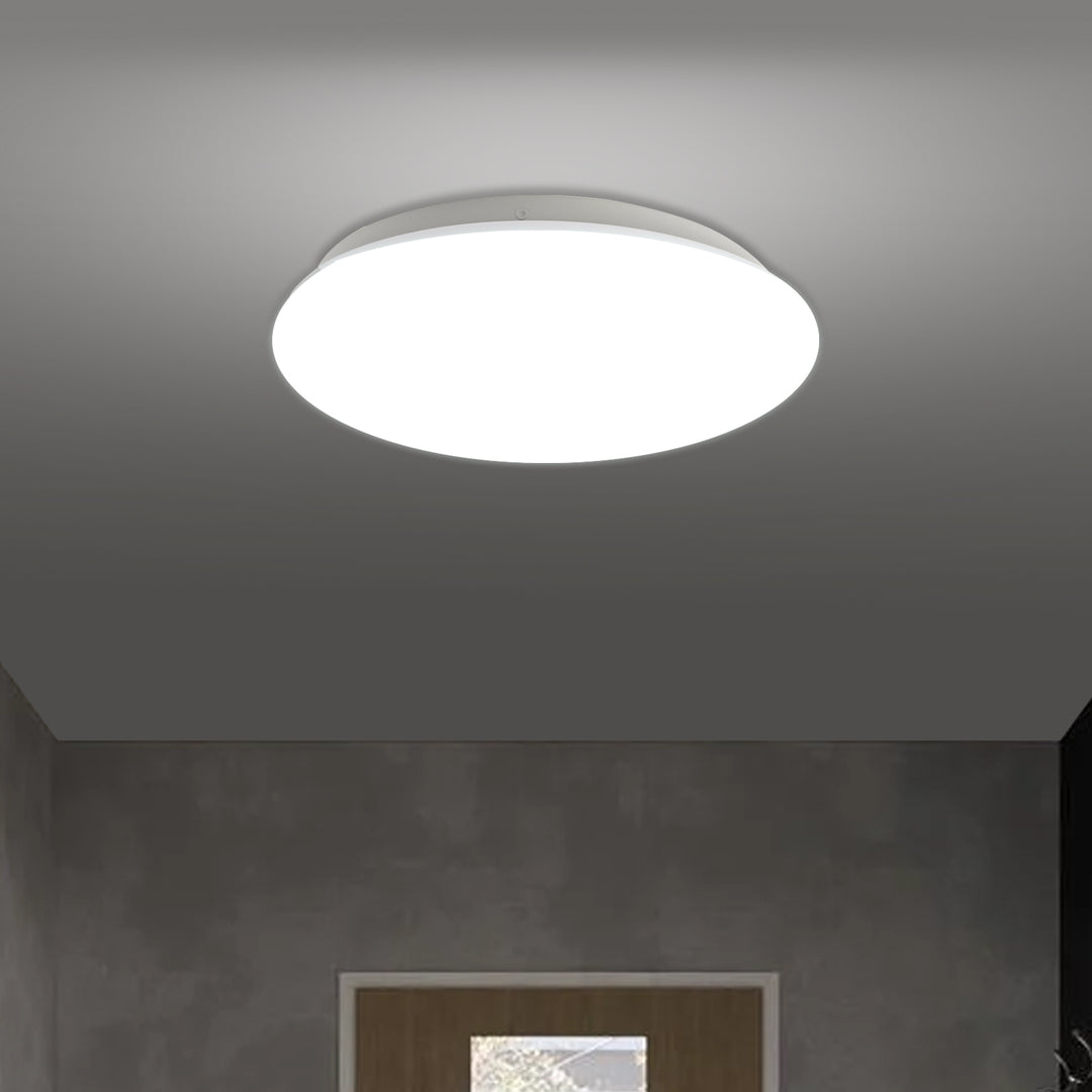 Lampe détecteur LED pour plafond Maclean, détecteur micro-ondes 5.8GHz, 4000K, 12W, 950lm, IP44, MCE347