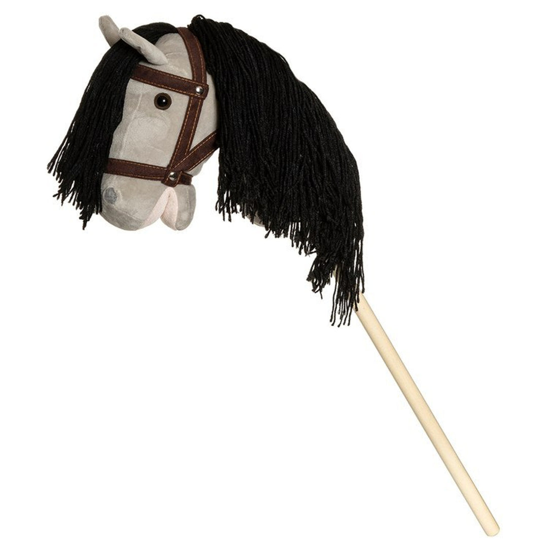 T-TED-03001 Grijs pluche paard met bruine teugels 80cm