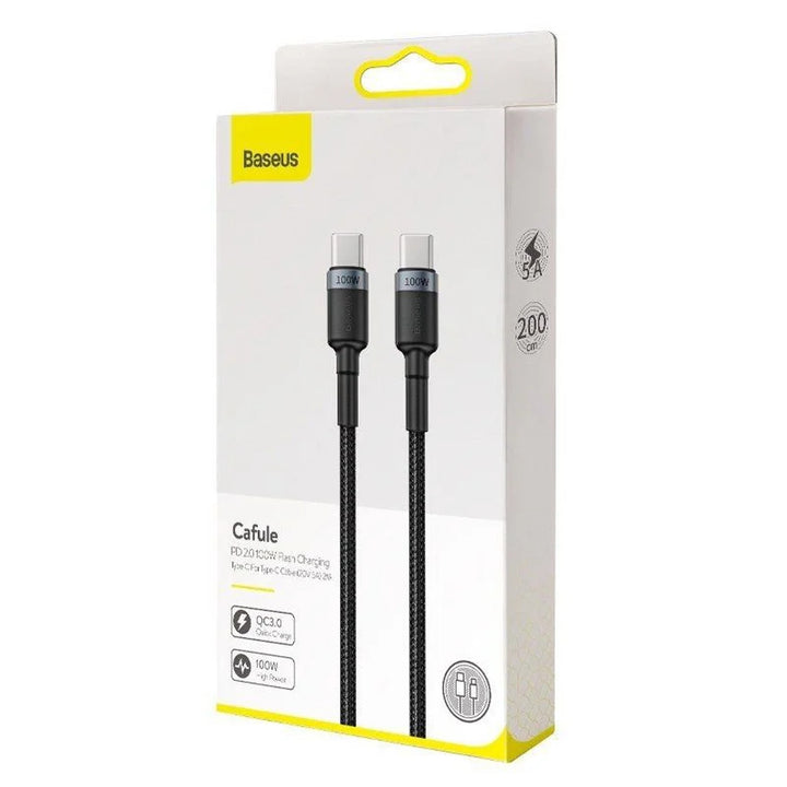 Baseus Cafule CATKLF-ALG1 Quick Charge 3.0 5A USB-C PD 2.0-kabel 200 cm met 100 W snellaadondersteuning