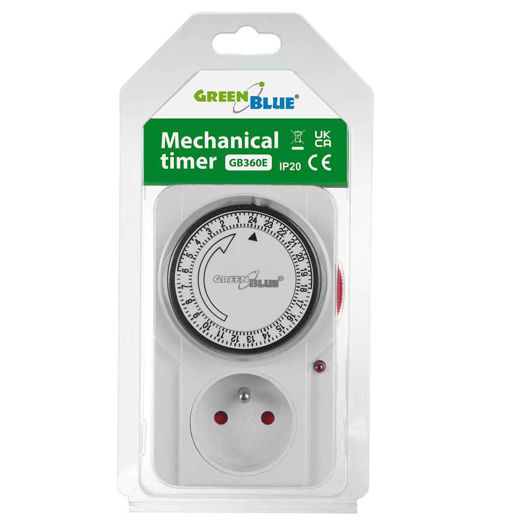 GreenBlue mechanische timer, 48 programma's, max. belasting 16A, IP20, GB360 E