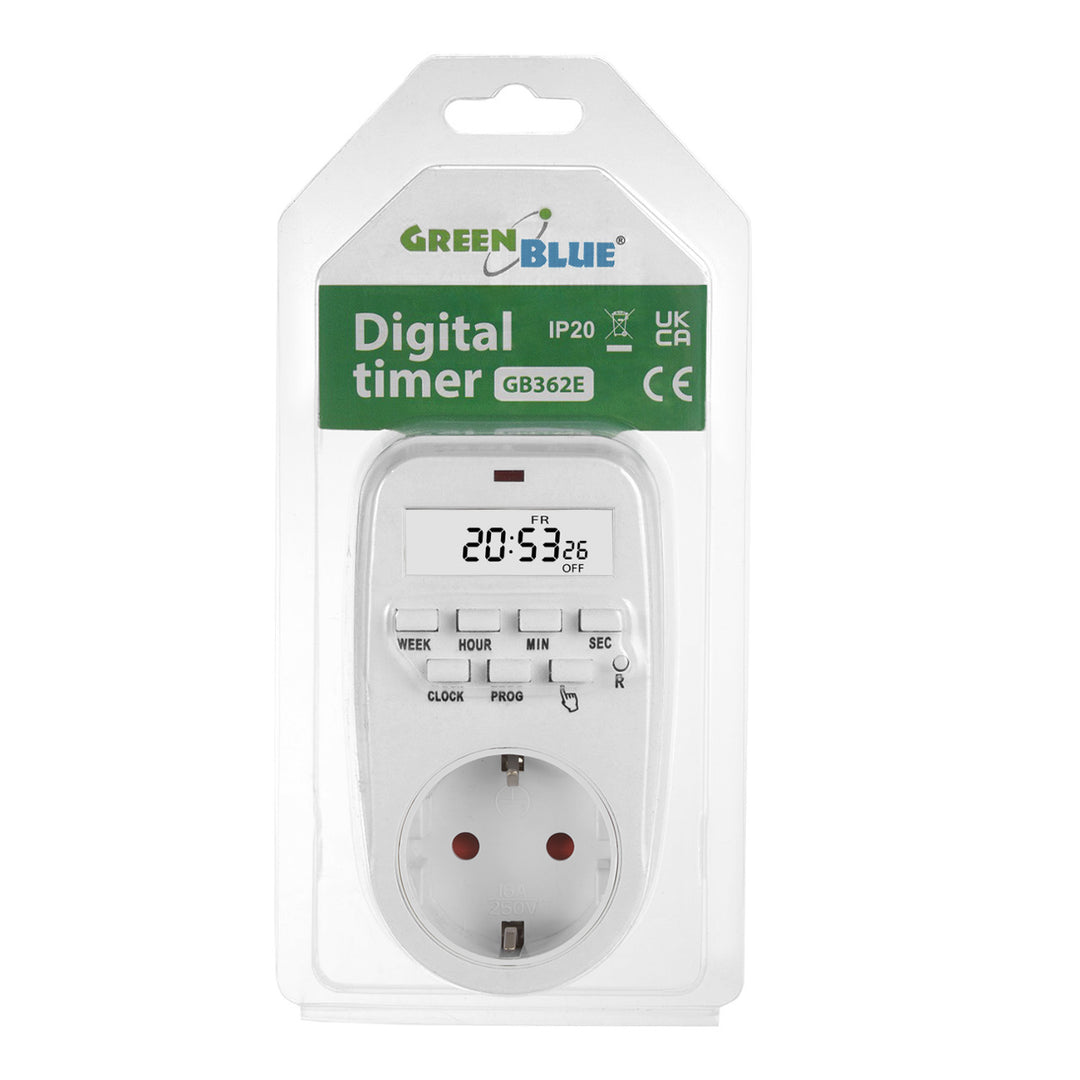 GreenBlue digitale klok - timer, max. opladen 16A, IP20, GB362 F