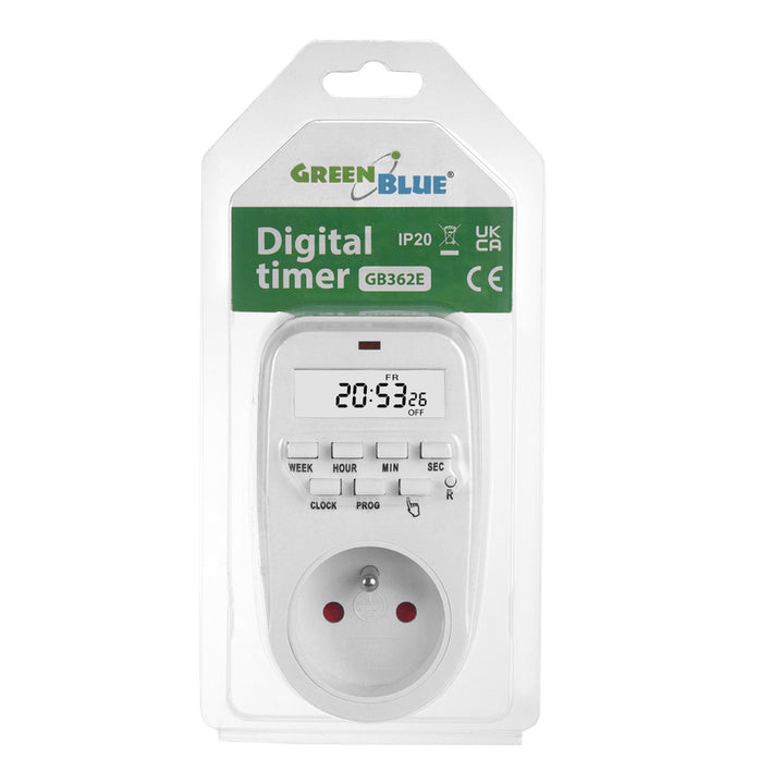 GreenBlue digitale klok - timer, max. opladen 16A, IP20, GB362 E