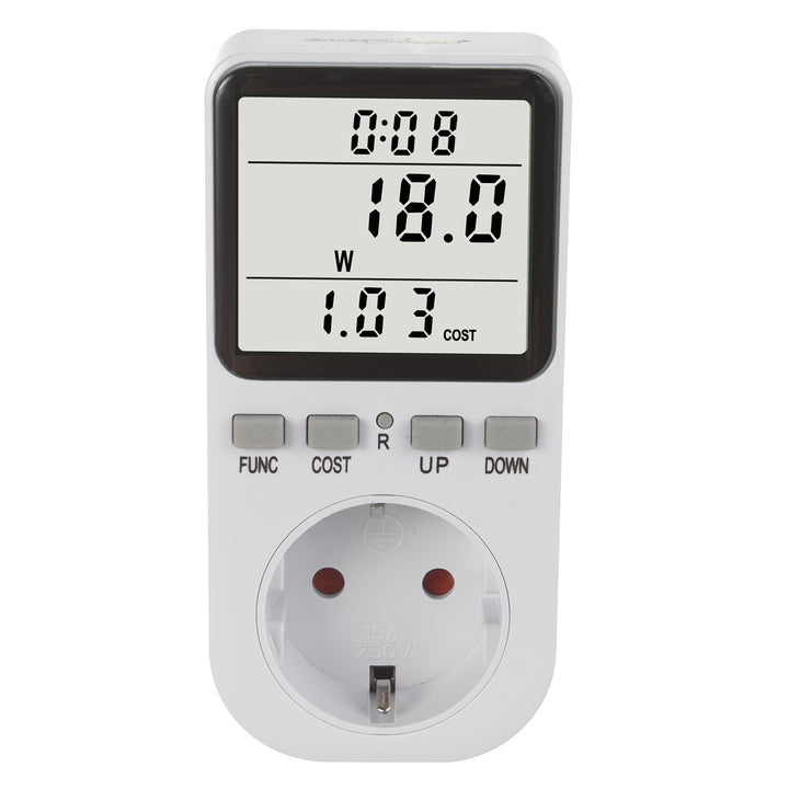 GreenBlue energiemeter, wattmeter, type F, 220-240V AC, 50Hz, max. belasting 16A, IP20, ingebouwde batterij, GB364 F