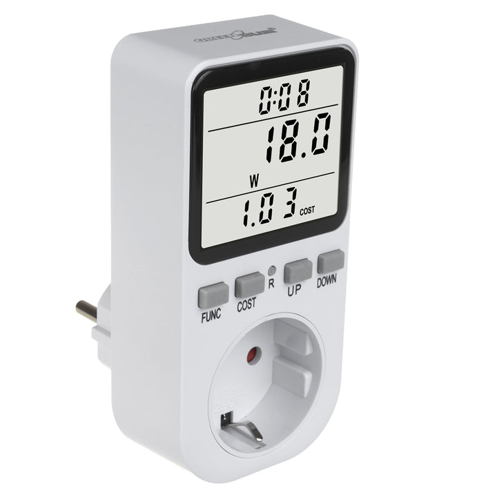 Compteur d'énergie GreenBlue, wattmètre, type F, 220-240V AC, 50Hz, charge max. 16A, IP20, batterie intégrée, GB364 F