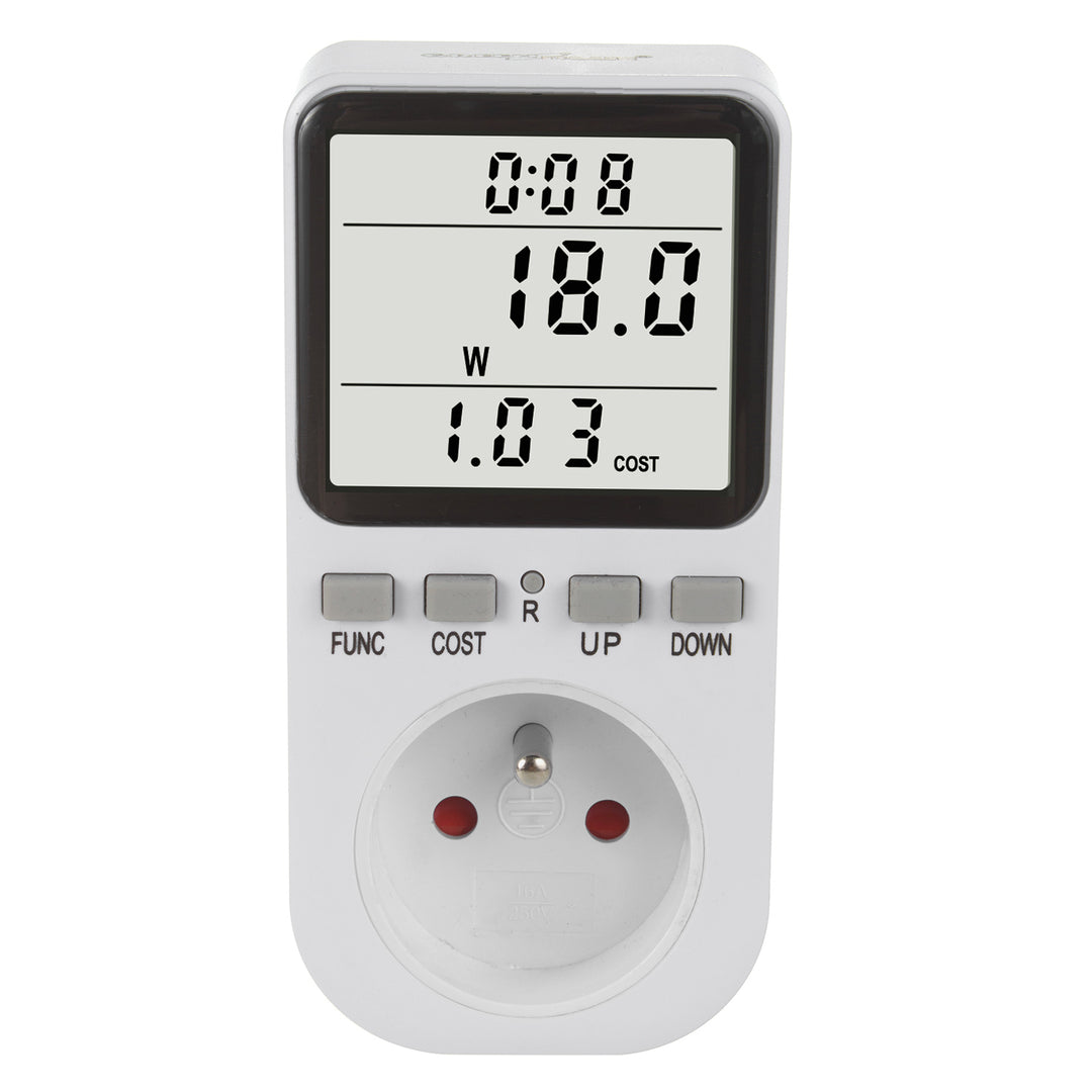 GreenBlue energiemeter, wattmeter, type E, 220-240V AC, 50Hz, max. belasting 16A, IP20, ingebouwde batterij, GB364 E