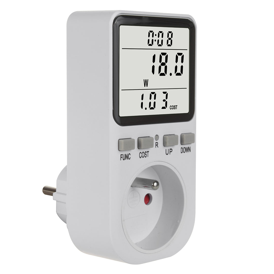 Compteur d'énergie GreenBlue, wattmètre, type E, 220-240V AC, 50Hz, charge max. 16A, IP20, batterie intégrée, GB364 E