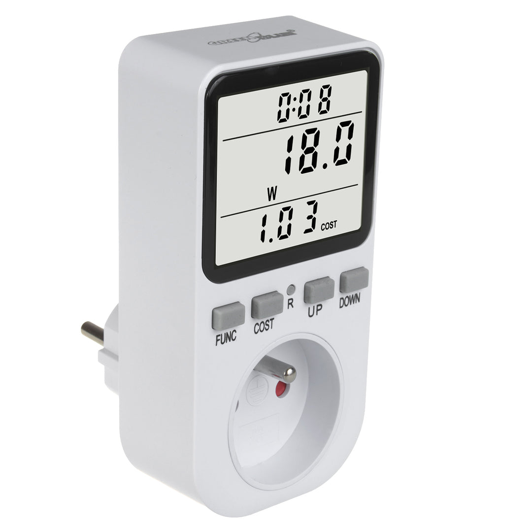 GreenBlue energiemeter, wattmeter, type E, 220-240V AC, 50Hz, max. belasting 16A, IP20, ingebouwde batterij, GB364 E