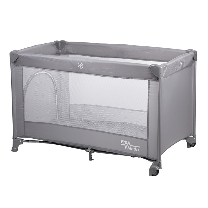 Lit de voyage Promedix, 125x65x74cm, gris, roulettes, housse de protection, PR-803 G + Korbell 26L poubelle à couches usagées