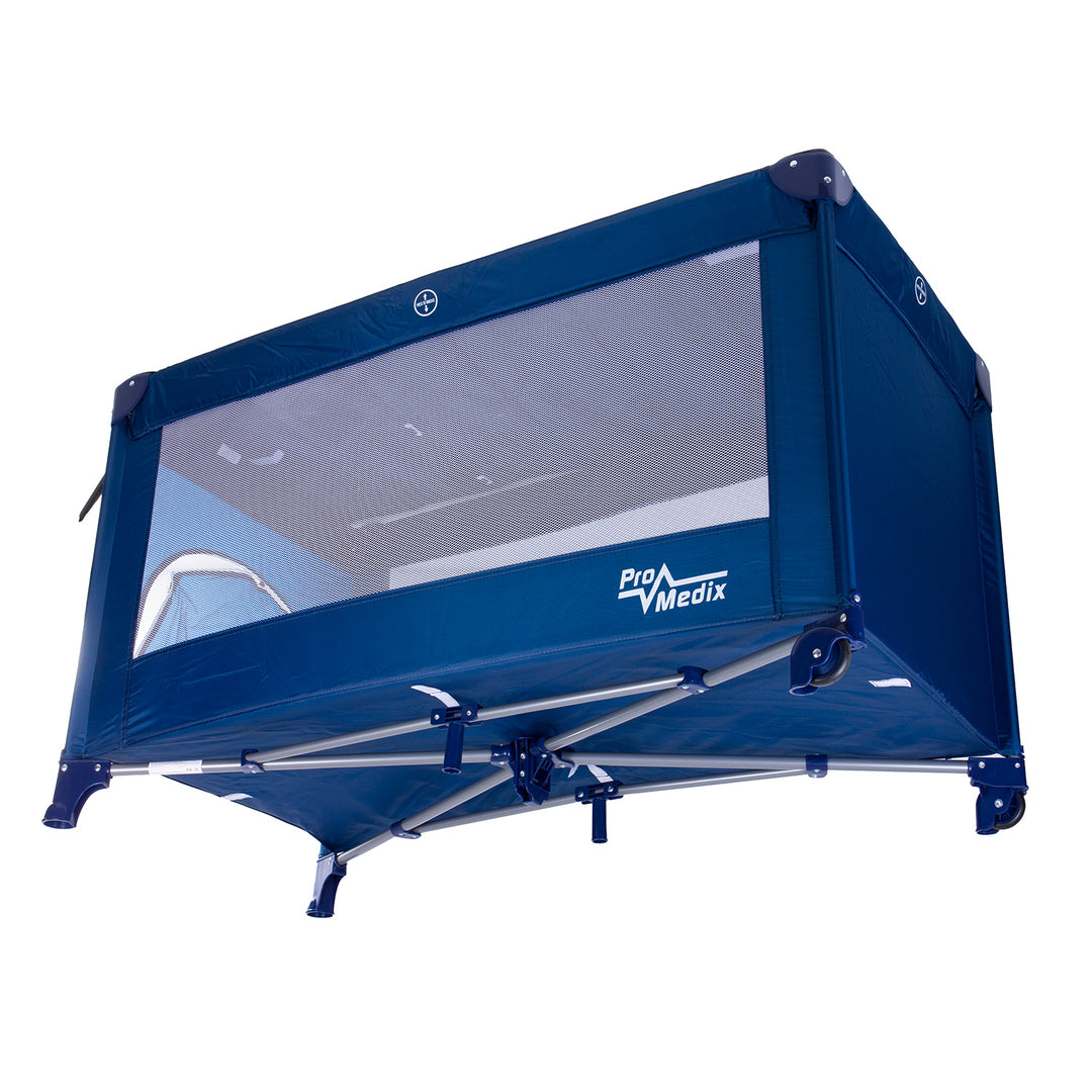 Lit de voyage Promedix, 125x65x74cm, bleu, roulettes, housse de protection, PR-803B + Corbell 16L poubelle à couches usagées
