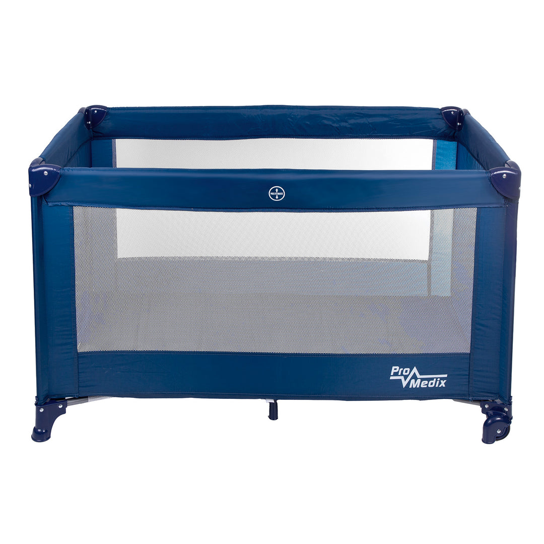 Lit de voyage Promedix, 125x65x74cm, bleu, roulettes, housse de protection, PR-803 B
