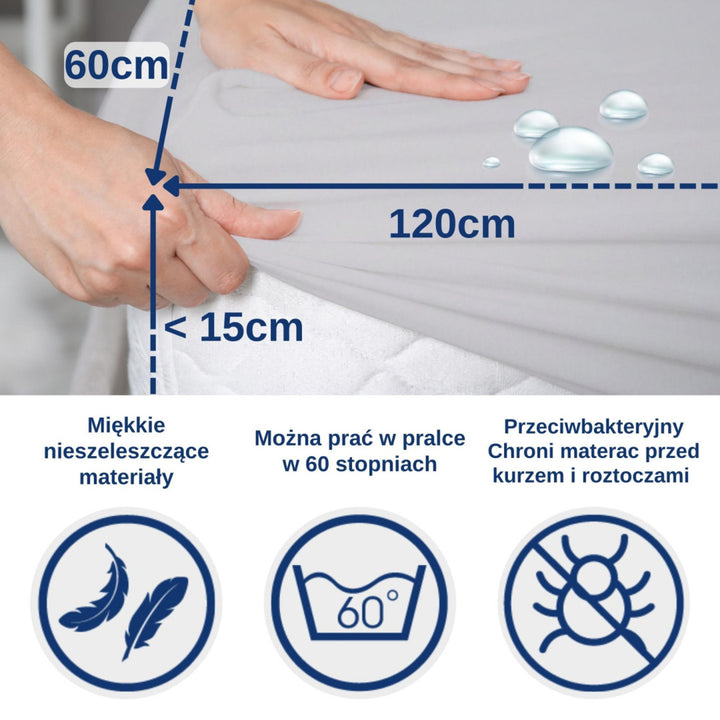 Drap imperméable Snibbs, gris, 60x120 cm, T-SNI-100234