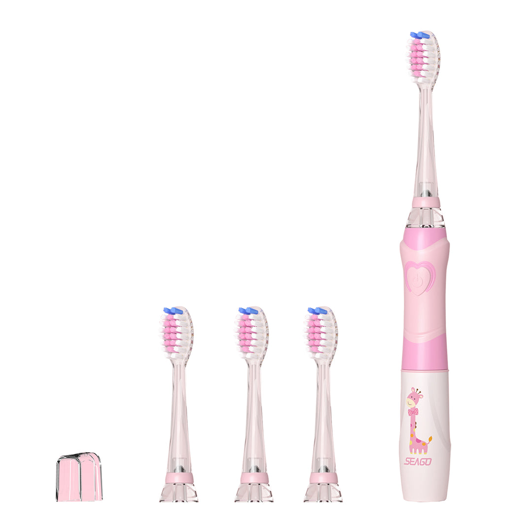 Brosse à dents sonique pour enfants SEAGO, rose, 1xAA 1,5V (non inclus), 3 embouts, SG-977 Pink