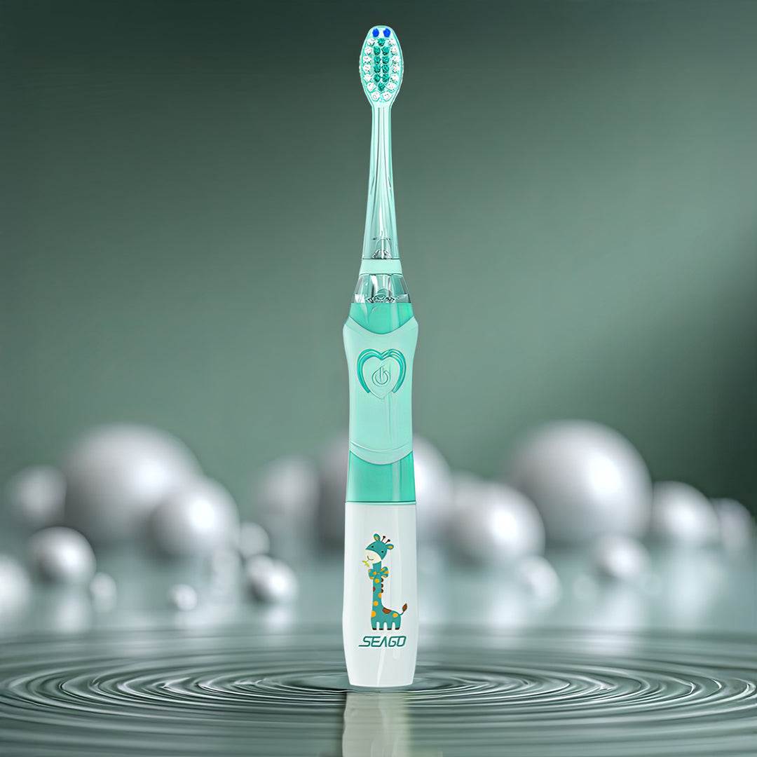 SEAGO sonische tandenborstel voor kinderen, groene kleur, 1xAA 1,5V (niet inbegrepen), 3 tips, SG-977 Groen