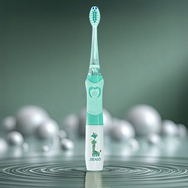 SEAGO sonische tandenborstel voor kinderen, groene kleur, 1xAA 1,5V (niet inbegrepen), 3 tips, SG-977 Groen