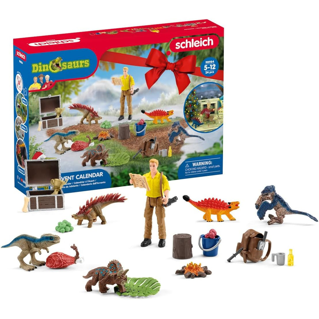 Calendrier de l'Avent Schleich 2024 Dinosaures Noël 24 fenêtres Cadeau Enfants Jouet Poney