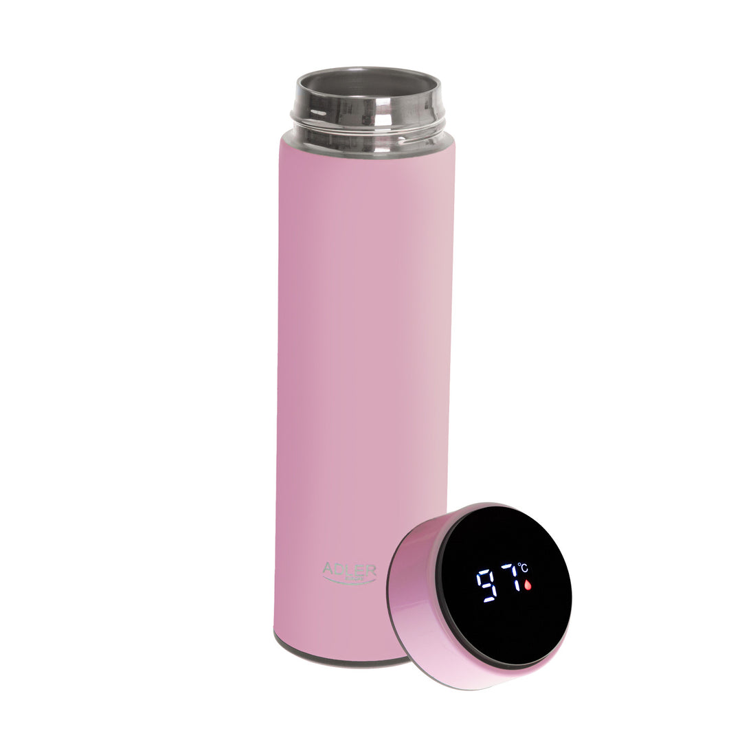 Thermos Adler, écran tactile LED, capacité 473 ml, couleur rose, AD 4506