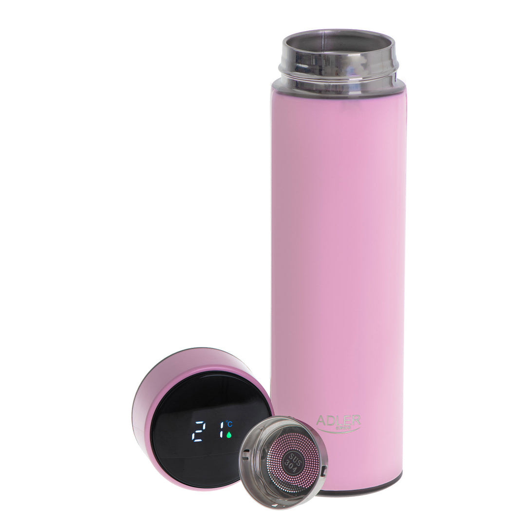 Thermos Adler, écran tactile LED, capacité 473 ml, couleur rose, AD 4506
