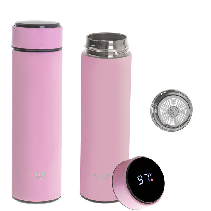 Thermos Adler, écran tactile LED, capacité 473 ml, couleur rose, AD 4506
