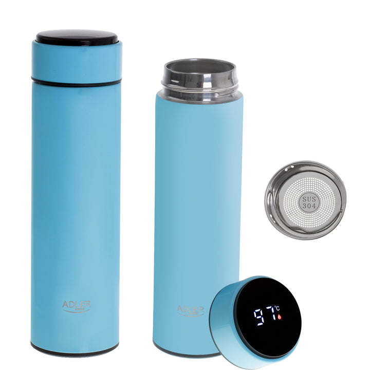 Thermos Adler, écran tactile LED, capacité 473 ml, couleur bleue, AD 4506