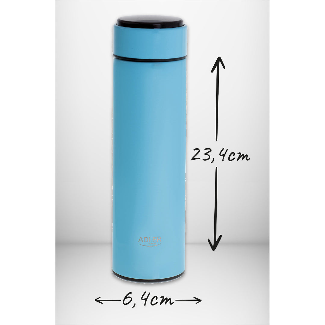 Thermos Adler, écran tactile LED, capacité 473 ml, couleur bleue, AD 4506