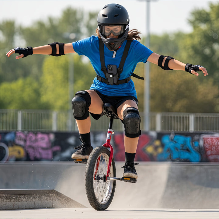 Harnais de téléphone Maclean Sports, universel, pour téléphones, appareils photo, GoPro et autres caméras, avec support pivotant, MC-294.