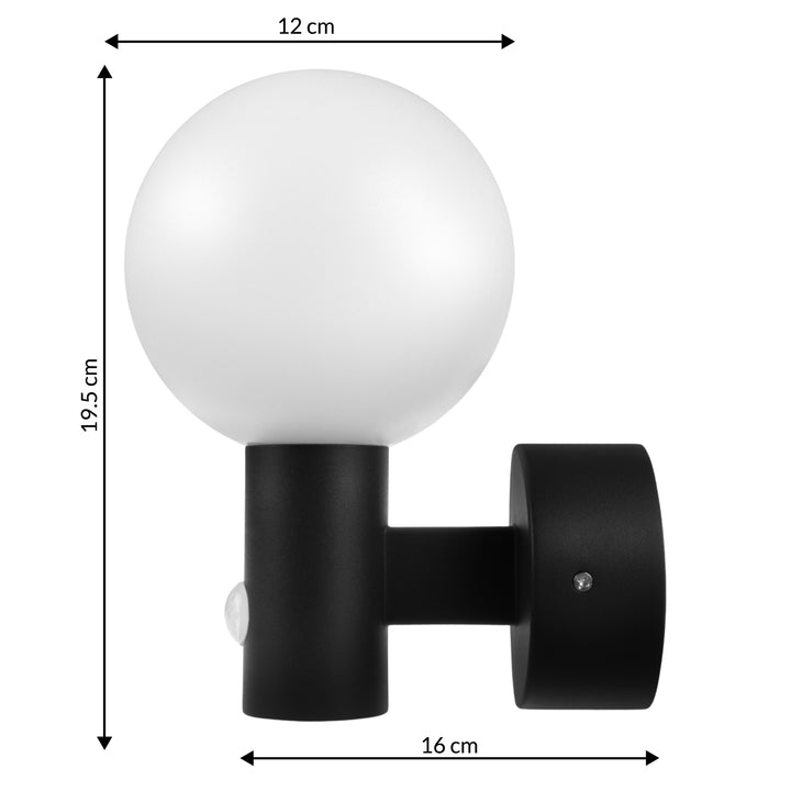 Maclean Détecteur de mouvement PIR Lampe LED noire 15W IP65 1600lm 4000K