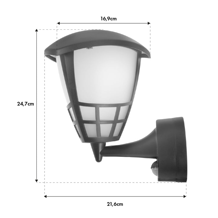 Wandlamp met detector Maclean MCE518 GR 1xE27 grijs IP65 max 60W