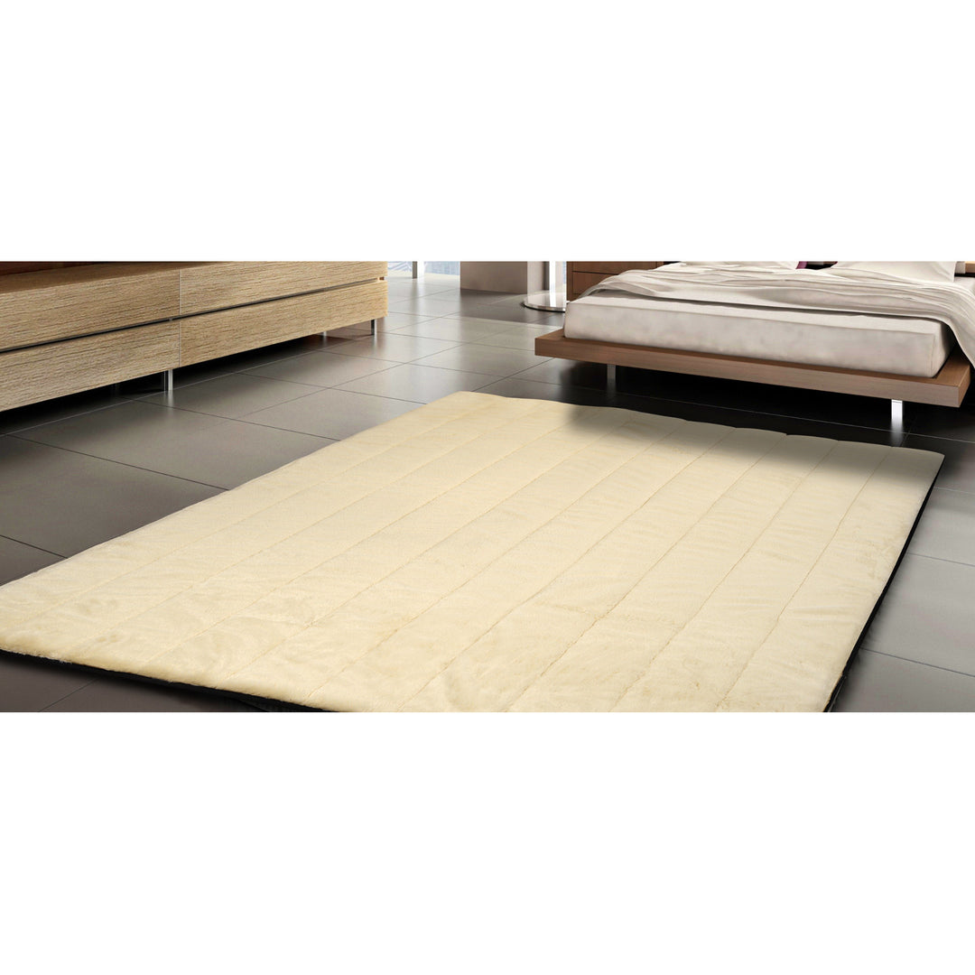 Fluffi Pluche vloerkleed, imitatie konijnenbont, antislip, 120x160 cm, beige, DYWRAB120/160BEZ