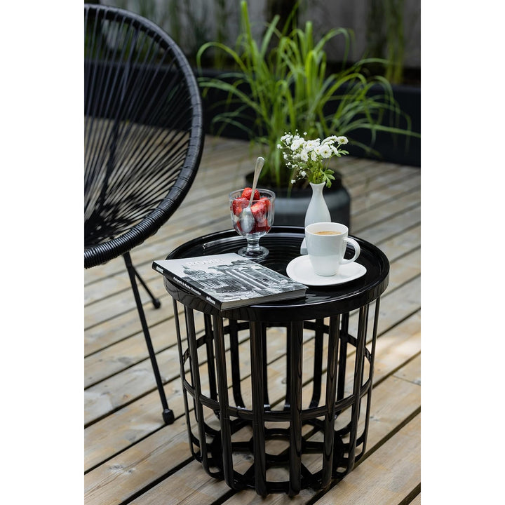 Table Branq, ronde, avec panier de rangement, noire, Zen 1850