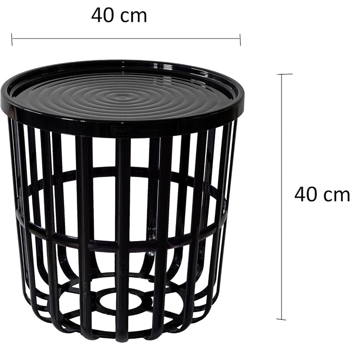 Table Branq, ronde, avec panier de rangement, noire, Zen 1850